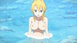 1_girl 1girl alluring blonde blonde_hair breasts completely_nude edit female female_frontal_nudity female_nudity female_only hot leafa looking_at_viewer nipples nude pointy_ears sexy skinny_dipping solo swimming sword_art_online wet