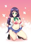 1girl blush bra cute green_eyes long_hair looking_at_viewer love_live!_school_idol_project miniskirt octoman purple_hair toujou_nozomi