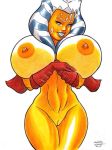 1girl ahsoka_tano alien big_breasts breasts looking_at_viewer nipples nude rob_durham smile star_wars star_wars:_the_clone_wars white_background