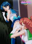 2_girls 2girls ami_mizuno ass bare_shoulders bishoujo_senshi_sailor_moon blue_choker blue_eyes blue_hair blue_skirt blush boots brown_hair choker closed_eyes clothed earrings elbow_gloves female female/female female_only gloves green_choker hand_on_ass kino_makoto makoto_kino mizuno_ami oral oral_sex panties panties_aside pussy pussylicking sailor_jupiter sailor_mercury sailor_moon sailormoonpixxx serafuku skirt skirt_lift standing tiara white_panties yuri