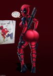 1girl ass big_ass big_breasts breasts deadpool funny gender_bender gun guns high_heels katana knife looking_back marvel mask mercenary rule_63 shadman skin_tight_suit sword weapon white_eyes