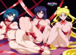 3_girls 3girls ami_mizuno bishoujo_senshi_sailor_moon blonde blonde_hair blue_eyes blue_hair bondage breasts female female_only hino_rei long_blonde_hair long_twintails looking_at_viewer mizuno_ami nude pussy rei_hino sailor_mars sailor_mercury sailor_moon sailormoonpixxx tied tsukino_usagi twin_tails usagi_tsukino