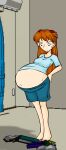  asuka_langley_souryuu blue_eyes brown_hair neon_genesis_evangelion pregnant pregnant_belly pregnant_female saburox 