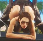  1boy 1girl 3d ass_grab assjob big_ass big_breasts big_penis dark-skinned_male dark_skin interracial jill_valentine male resident_evil selfmindsources sunglasses 