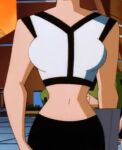  batman_beyond big_breasts chelsea_cunningham dc_comics dcau midriff striped_shirt 