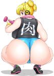 ass bbw chubby dat_ass ecchi nitroplus non-nude shorts squat super_pochaco white_background