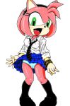 1girl amy_rose anthro blue_panties bracelet furry green_eyes panties pantyshot render sega short_hair simple_background skirt skirt_lift smile socks sonic_(series) transparent_background underwear upskirt video_games