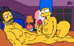 big_breasts breasts cum cumshot fellatio gif marge_simpson nickartist oral paizuri the_simpsons yellow_skin