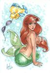  2014 big_breasts breasts disney elias_chatzoudis fish flounder mermaid princess_ariel seashell_bra the_little_mermaid 