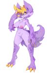  1girl 1girl amber_eyes anthro azalea blonde_hair breasts chest_tuft claws furry hair high_res hyena mammal nipples puffy_nipples pussy slugbox tuft 