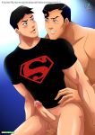  2boys bara bbmbbf blush bottomless clark_kent conner_kent cum dc dc_comics gay human kon-el male male_only multiple_boys muscle palcomix penis rear_deliveries superboy superman superman_(series) tagme testicles yaoi 