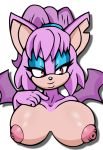 1girl 1girl anthro bat bessi_the_bat better_version_at_source big_breasts breasts damian_hodge fan_character furry high_res huge_breasts makeup mammal nipples nude sega wings