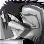 1boy 1girl lesya7_(artist) madara_uchiha male monochrome naruto rin_nohara