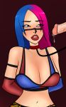 asuka_(wwe) big_breasts breasts choker erect_penis hands_behind_back multicolored_hair pranky pranky_(artist) wwe wwe_diva wwe_divas