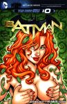 1girl batman_(series) breast_grab comic_cover dc_comics female_only garrett_blair green_eyes hand_bra looking_at_viewer pamela_isley poison_ivy red_hair solo_female topless upper_body