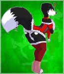  anthro ass blush bow_kori canine christmas clothed clothing collie corset crossdressing dog furry girly high_res holidays male mammal mistletoe plant raised_tail singingbirdstudio tail 