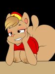 1girl 2016 2d 2d_(artwork) anthro ass big_ass breasts burgerpants cat clothing digital_media_(artwork) felid feline female female_anthro female_only furry genderswap genderswap_(mtf) grin hair half-closed_eyes high_res kloudmutt leaning_on_elbow nipples orange_eyes smile undertale undertale_(series) video_games