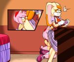 2016 2girls amy_rose anal anthro anus ass big_ass big_breasts bike_shorts blush bra breasts cleavage clenched_teeth close-up clothed clothing clothing_lift dreamcastzx1 duo female female/female female_only fingering furry gloves hedgehog highres inside kneel lagomorph mammal masturbation navel oral pussy rabbit rimming sega sex shorts skirt skirt_lift smile sonic_(series) sports_bra sweat sweatdrop teeth torn_clothing underwear vaginal vaginal_fingering vanilla_the_rabbit video_games yuri