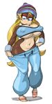 1girl anthro ape big_breasts blonde_hair blue_eyes breasts clothed clothing donkey_kong_(series) ear_piercing fur furry hair hat mammal monkey nintendo piercing pigtails primate tiny_kong toomanyboners video_games