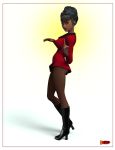  3d dark_skin mini_skirt nyota_uhura red star_trek 