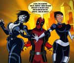 bouncing_breasts deadpool domino domino_(marvel) grimphantom grimphantom_(artist) maria_hill marvel spanking surprise