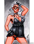 1girl black_cat black_cat_(marvel) domino_mask felicia_hardy female_only garrett_blair lingerie marvel marvel_comics solo_female white_hair