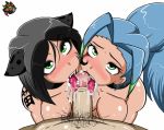  1boy 2_girls 2girls animated big_breasts black_hair blue_hair blush breasts breath cat_ears cat_girl cum cum_in_mouth double_fellatio fellatio female ffm_threesome gif glans_licking gmeen green_eyes group group_sex hair licking licking_penis lili_(gmeen) long_hair looking_at_viewer loop male male/female male_pov masterj20 multiple_fellatio multiple_girls oral original penis penis_licking phantasma pov pov_eye_contact saliva sex short_hair threesome tongue tongue_out 