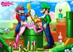  coin cupping_testicles doggy_position fellatio gif hand_on_head luigi mario oral piranha_plant princess_peach spitroast super_mario_bros. tekuho_(artist) 