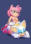 2016 2girls ahegao all_fours amy_rose bat big_breasts breasts clothing coolblue dildo doggy_position erect_nipples female female_only female_orgasm from_behind fur gloves hands_on_ass mammal nipples nude orgasm penetration rouge_the_bat sex_toy sonic_(series) strap-on top-down_bottom-up vaginal video_game wings yuri