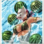  1girl alluring beach bikini kitsune_mask kunimitsu kunimitsu_(tekken) kunoichi milf namco official_art swimming tekken tekken_1 tekken_2 tekken_tag_tournament tekken_tag_tournament_2 water watermelon watermelon_bikini watermelon_print 