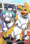  2girls amphibian anthro areola avian ball_gag big_breasts bird breasts canine crossover digimon elephant erect_nipples fox frog furry hippopotamus krystal lagomorph male mammal nintendo nipple_chain nipple_piercing nipples piercing public pussy rabbit raccoon renamon stadium star_fox underboob video_games wiffle_ball_gag yawg 