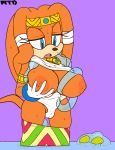 1girl 2016 absurd_res anthro areola big_breasts breasts chaos chaos_(sonic) echidna erect_nipples furry high_res huge_breasts male mammal marthedog monotreme nipples purple_background sega simple_background sonic_the_hedgehog_(series) tentacle tikal_the_echidna