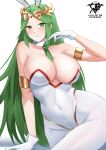  1girl alluring big_breasts cleavage female female_only green_eyes green_hair kaos_art kid_icarus long_hair looking_at_viewer nintendo palutena playboy_bunny_leotard solo_female 