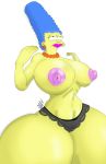 big_ass big_breasts blue_hair breasts dat_ass earings extra_thicc hair huge_breasts huge_hips long_hair marge_simpson maxtlat milf necklace nipples panties standing the_simpsons topless yellow_skin