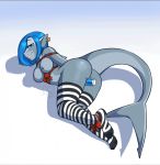  1girl alesia anthro bdsm blue_background bondage bound clothing ear_piercing feet fish furry gif gradient_background kittydee legwear marine piercing revolver64 ribbons sex_toy shark stockings vibrator white_background 