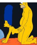  blue_hair doggy_position hair homer_simpson homerjysimpson marge_simpson the_simpsons yellow_skin 