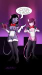  1girl anthro bottomless breasts clothed clothing cosplay duo english_text eyewear furry glasses high_res maid_uniform mammal mouse nipples original poppy_mouse pussy rodent shayla_the_pink_mouse ssn_inc text uniform 