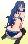 1girl akairiot ass blue_hair bra lucina panties tagme