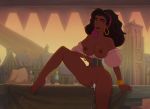 1girl areola big_breasts cum cum_in_pussy dark-skinned_female dark_skin disney esmeralda female_only long_hair nipples profannytea pussy solo_female the_hunchback_of_notre_dame thighs