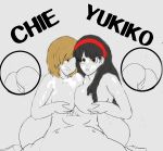  amagi_yukiko chie_satonaka double_paizuri persona_4 satonaka_chie sketch yukiko_amagi 