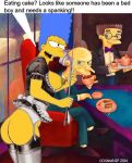 ass cake_(food) cartoon_milf cosmanip cosmic marge_simpson montgomery_burns the_simpsons waylon_smithers whip yellow_skin