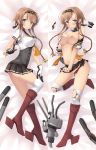  1girl areola areolae big_breasts blue_eyes blush boots braid breasts brown_hair chou-10cm-hou-chan chou-10cm-hou-chan_(teruzuki&#039;s) dakimakura gloves grey_eyes hairband headband high_heel_boots high_heels high_resolution highres kantai_collection knee_boots kochipu long_hair looking_at_viewer lying miniskirt multiple_views navel nipples on_side open_mouth panties propeller propeller_hair_ornament red_boots red_panties school_uniform self_fondle serafuku shoes skirt skirt_tug smile stockings teruzuki_(kantai_collection) tied_hair torn_clothes torn_panties torn_skirt torn_thighhighs torpedo twin_braids underwear 