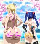  ass beach body_writing ecchi-enzo_(artist) fairy_tail huge_breasts lucy_heartfilia rtenzo_(artist) tattoo wendy_marvell 