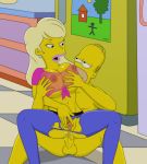 anal_sex homer_simpson sfan the_simpsons titania_(the_simpsons) torn_pantyhose yellow_skin