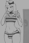 1boy 2016 anthro asriel_dreemurr bow bulge caprine clothing collar fur furry girly goat long_ears male mammal miketheuser selfpic simple_background smile trap undertale underwear video_games white_fur