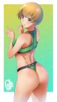 1girl 2020 ass atlus big_ass brown_eyes brown_hair chie_satonaka clothed_female female female_focus female_only gentlesasaki hourglass_figure medium_breasts nipples panties persona persona_4 satonaka_chie short_hair solo solo_female solo_focus thick_thighs underwear