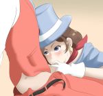 ace_attorney ace_attorney apollo_justice bandana belt blue_eyes brother_and_sister brown_hair clothed_sex earrings fellatio gloves incest jewelry magician oral oral_sex top_hat trucy_wright zeniselv_(artist)