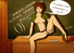 big_breasts breasts chalkboard classroom desk g.i._joe high_heels lady_jaye looking_at_viewer lucabor_(artist) no_bra no_panties nude on_desk open_shirt pussy shirt spread_legs