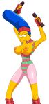 big_breasts blue_hair breasts dumbbell excercise hair marge_simpson tagme the_simpsons yellow_skin