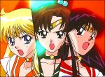  3_girls aino_minako bishoujo_senshi_sailor_moon black_eyes black_hair blonde_hair blue_eyes blush brown_hair collarbone column_lineup female gem green_eyes hair_bobbles hair_ornament hino_rei kino_makoto long_hair looking_at_viewer magical_girl makoto_kino minako_aino multiple_girls neck necklace open_mouth ponytail rei_hino sailor_jupiter sailor_mars sailor_venus serious shiny shiny_hair star star_necklace super_sailor_jupiter super_sailor_mars super_sailor_venus tiara upper_body 